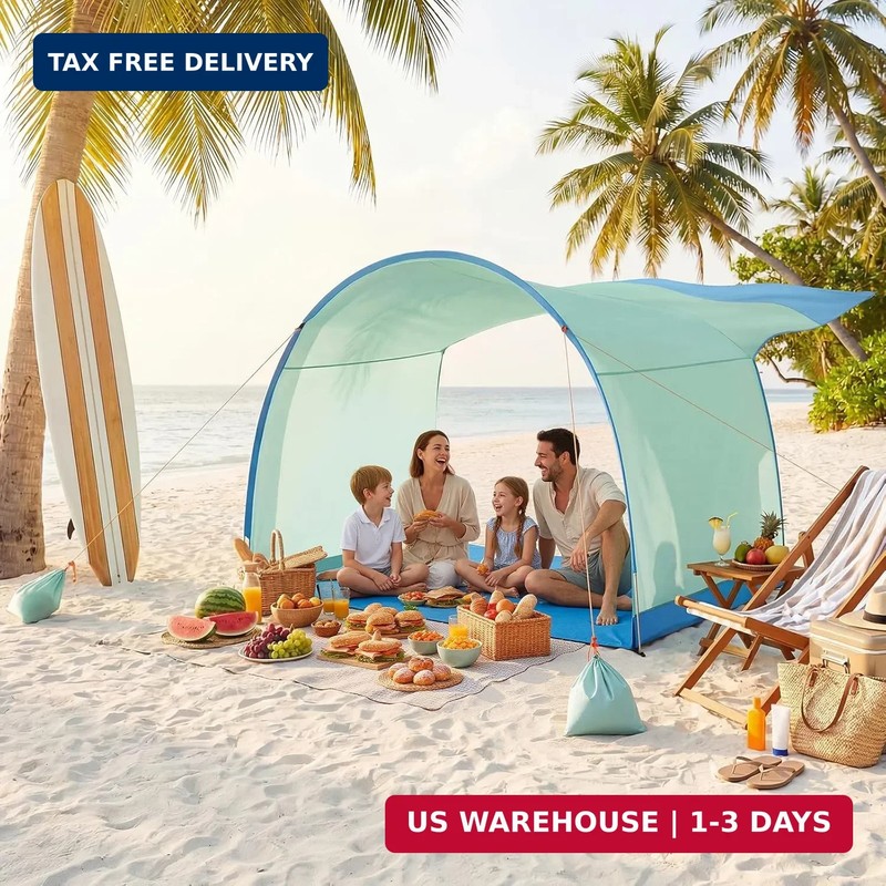 Beach Shelter, Wind-Powered Beach Tent Sun Shelter with UPF50+ UV Protection, Li