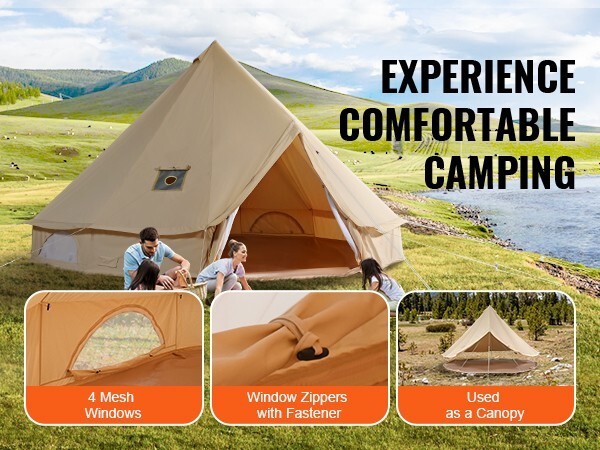 Canvas Bell Tent 4M 4-Season Camping Yurt Tent with Stove Jack gallery