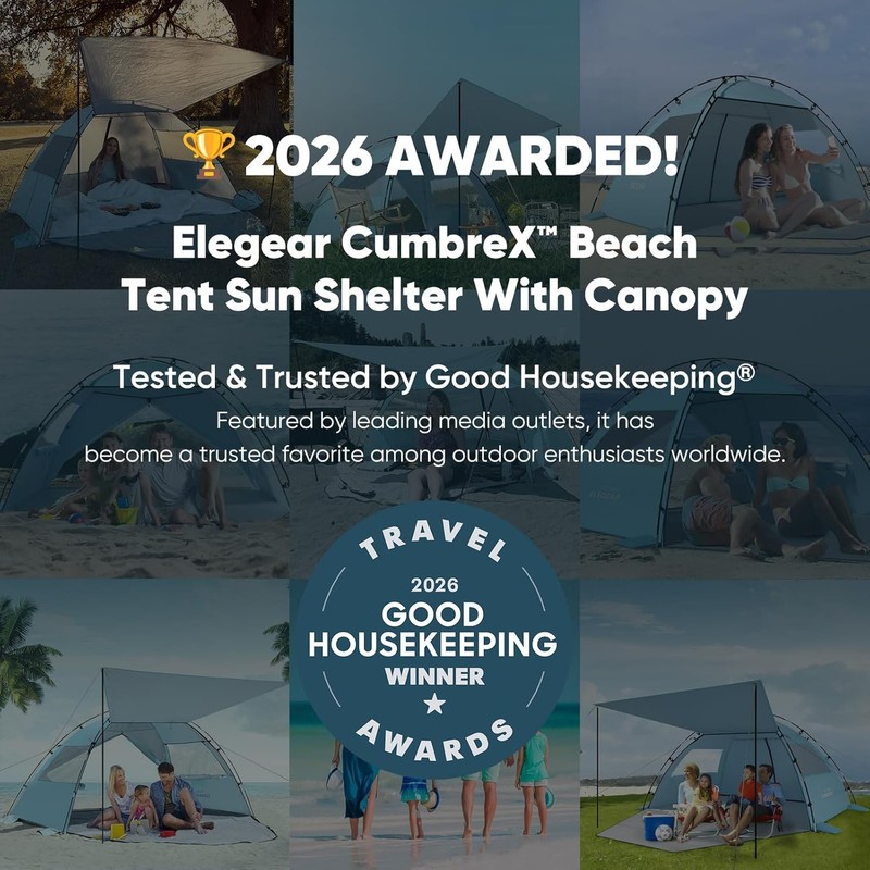 Beach Tent Sun Shelter W/ Canopy 4-5 Person Pop Up Beach Tent Easy Setup Silver gallery