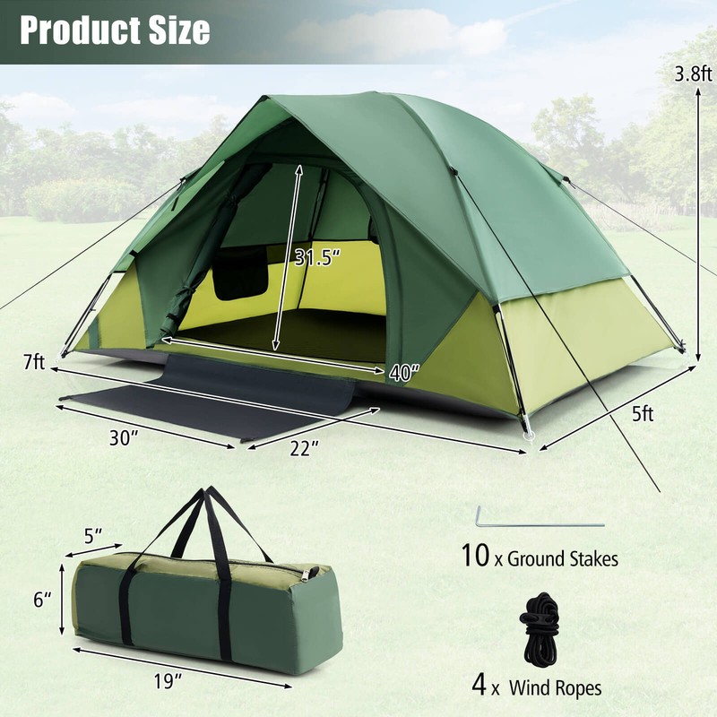 2-person Camping Tent w/Removable Rain Fly Carrying Bag Lightweight Outdoor Tent gallery