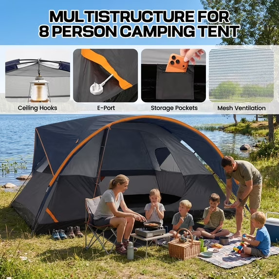 8-10 Person Camping Tent, Tents for Camping 12x9ft Family Tent,Waterproof gallery