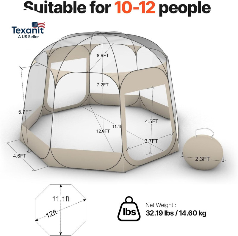 Pop up Sports Tent, 8 Sizes Optional Clear Bubble Tent for 1-6 Person, Waterproo gallery