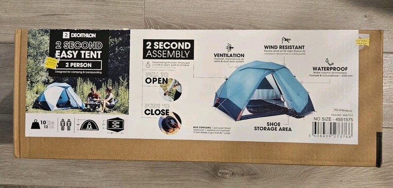 Decathlon Quechua, 2 Second Easy Waterproof Pop up 43.3 inches, 2 Person Camping