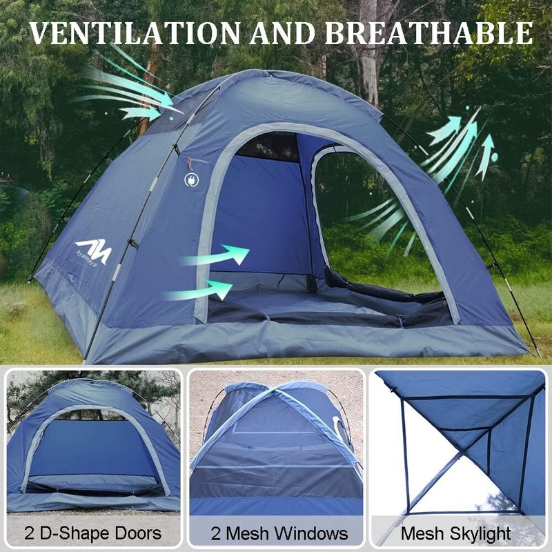 3-4 Person Camping Tent Easy Setup Double Layer Waterproof for Hiking Traveling gallery