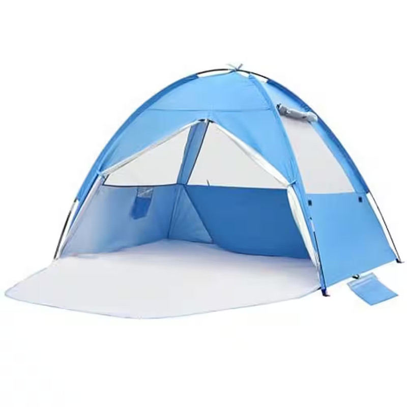 8 Ft. X 7 Ft. Blue Beach Tent Sun Shelter for 3-4 Person – UPF 50 plus UV Protec