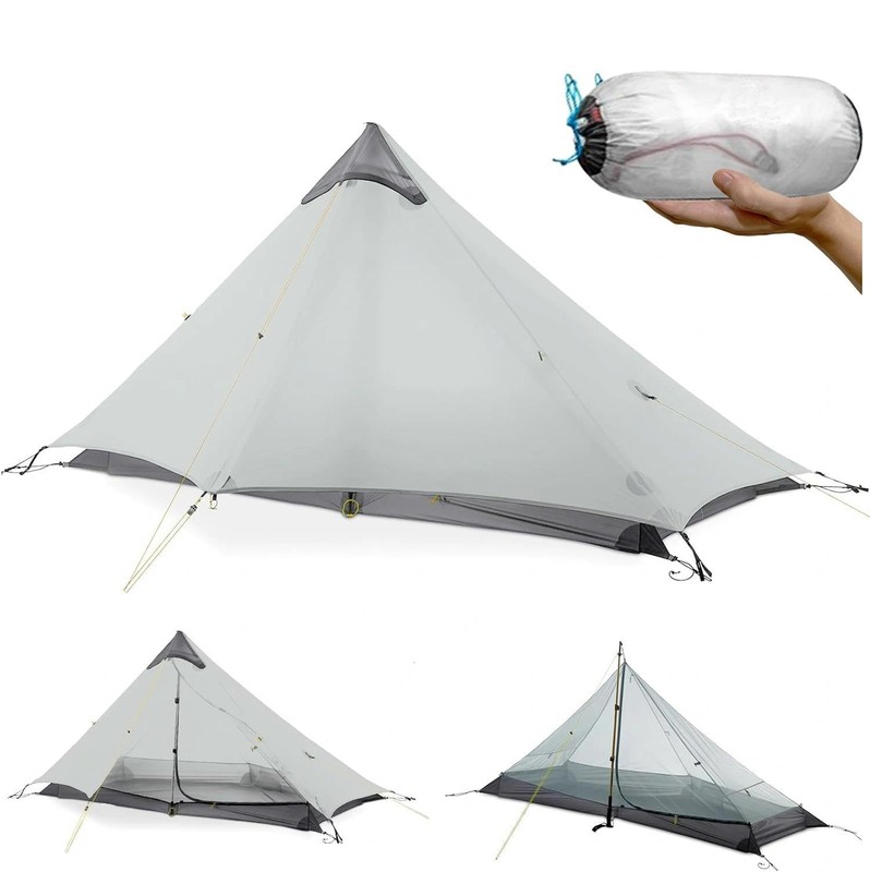 Tent Ultralight Waterproof Double-Layer Three-Season 1-Person Grey 2 Pounds