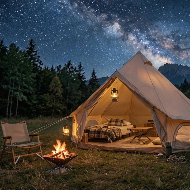 9.8ft Bell Tent 4-Person 4 Season Yurt Tent w/Stove Jack Waterproof Oxford Tent gallery