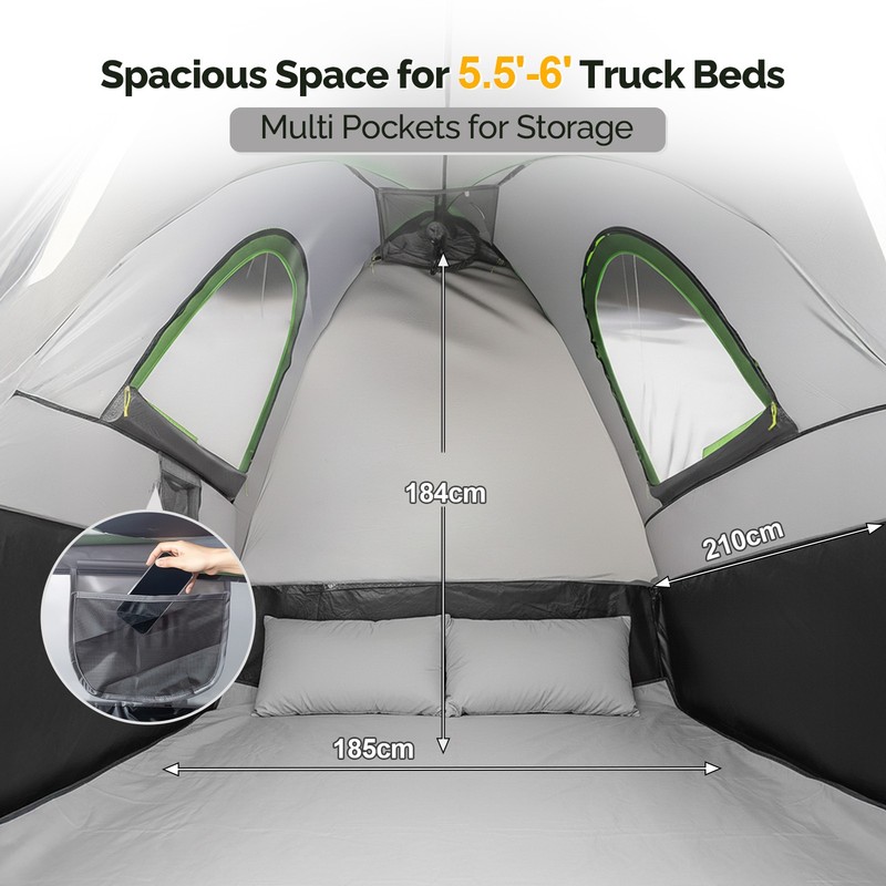 5.5-6ft Pickup Truck Bed Tent Outdoor Waterproof Gray & Green gallery