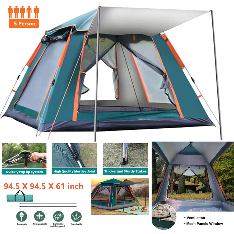 4 Person Camping Tent Waterproof, Easy Setup Large Family Tent Dome Hiking