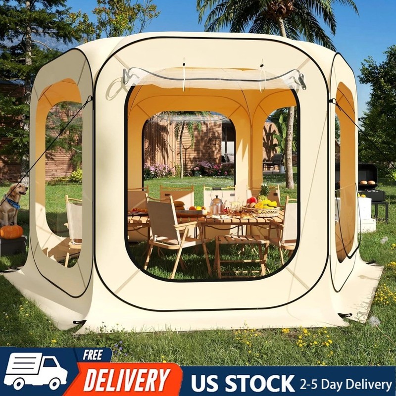 Spacious Pop Up Outdoor Bubble Tent, 12×12 FT Quick Setup,Rainproof Sun Shelter