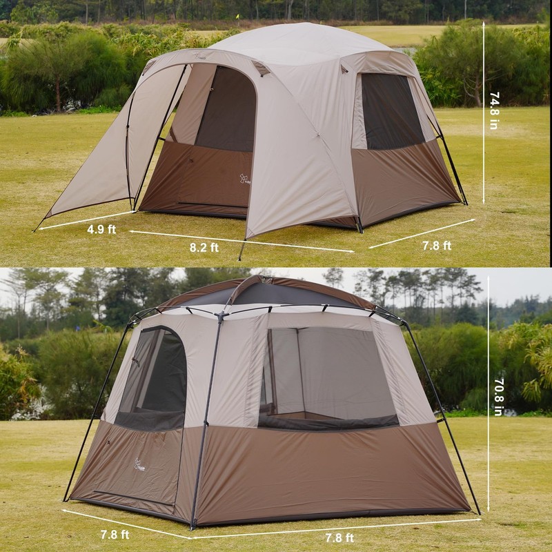 3-4 Person Tent with 1 Mesh Door and 2 Large Mesh Window, Double Layer Waterp... gallery