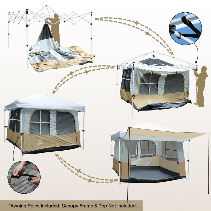 Canopy Camping Tent, Inner Tent with Awning Porch, Converts Straight Leg 10'x... gallery