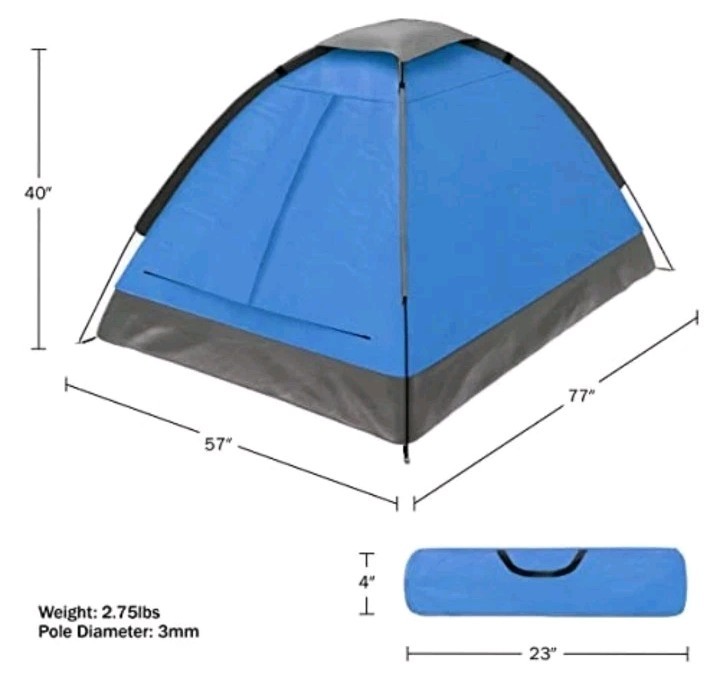 2-Person Wakeman Outdoors Blue 77x50x40" Camping Tent With Rain Fly & Bag gallery