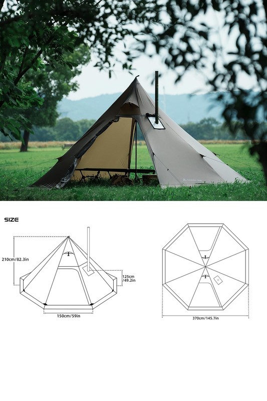 Hot Tent with Stove Jack & Snow Skirt, 4-Season, 3-4 Person, 4.8lb, Waterproo... gallery
