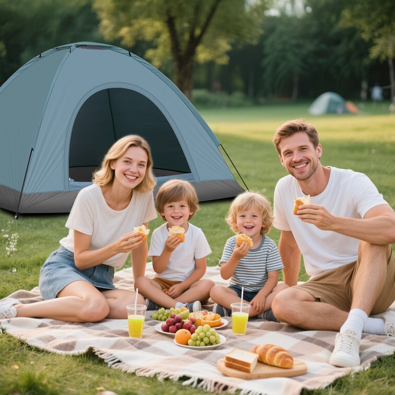 3-4 Person Camping Dome Tent Blue High Quality gallery
