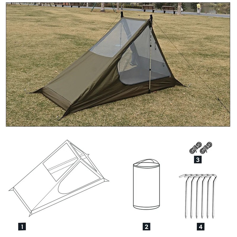 Airy Mesh 1-Person Ultralight Backpacking Tent – Quick Setup Breathable Camping