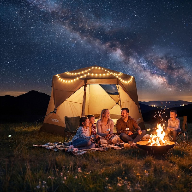VEVOR Camping Tent 6 Person Instant Cabin Tent Large Family Pop Up Tent Rainfly gallery