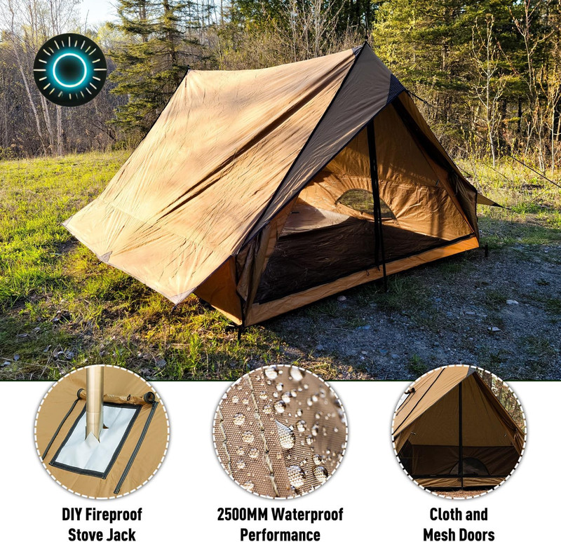 Camping Hot Tent Cabin Tent Chalet 70 Pro Portable Wall Tent with Stove Jack and gallery