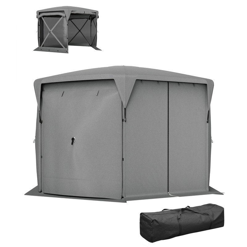 11×11 ft Pop Up Gazebo Screen Tent w/ Removable Roof Cover, Roll-up Wind Panels