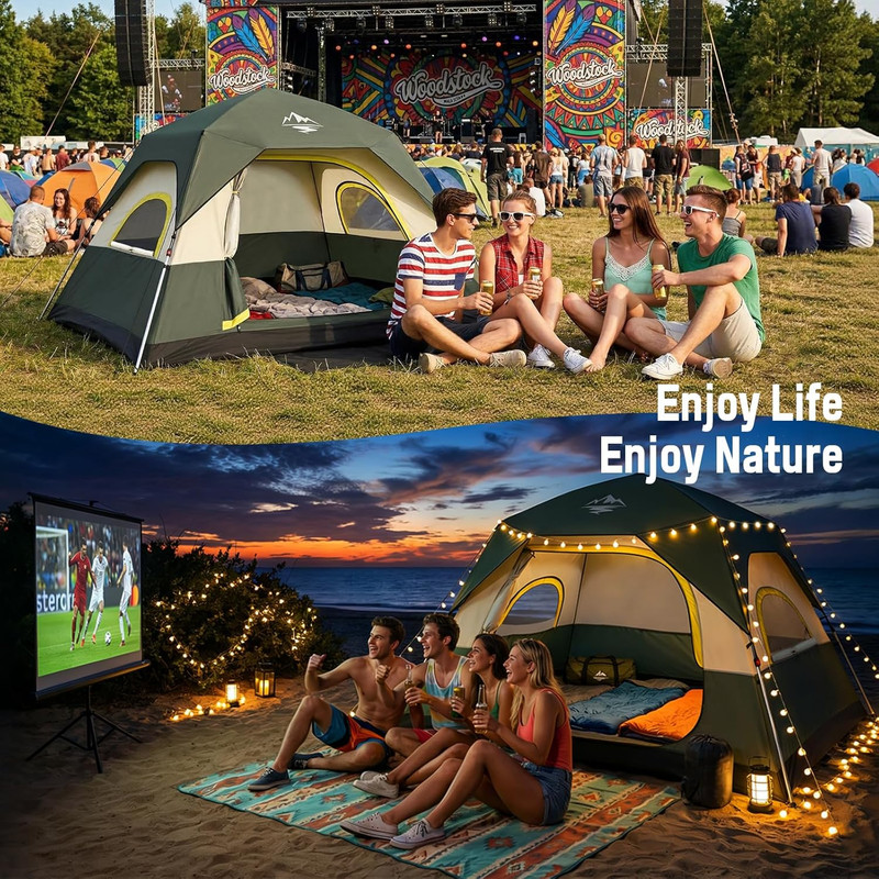 Tent 4 Person Tents for Camping - Instant Cabin Tent Setup in 50 Seconds with Ra gallery