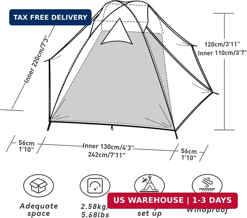 Forceatt Camping Tent 2/3/4 Person, Professional Waterproof & Windproof Lightwei gallery