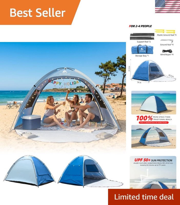 Water-Repellent UPF 50+ Beach Tent with Storage Bag for Hassle-Free Outdoors