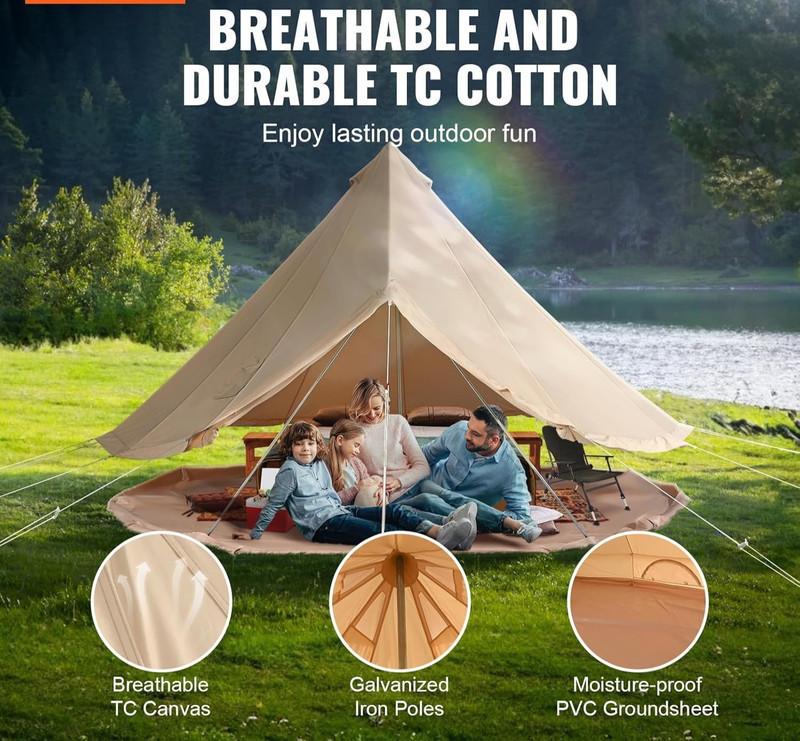 Canvas Tent Bell For Camping with Stove Jack, Family Outdoor Hunting Party gallery