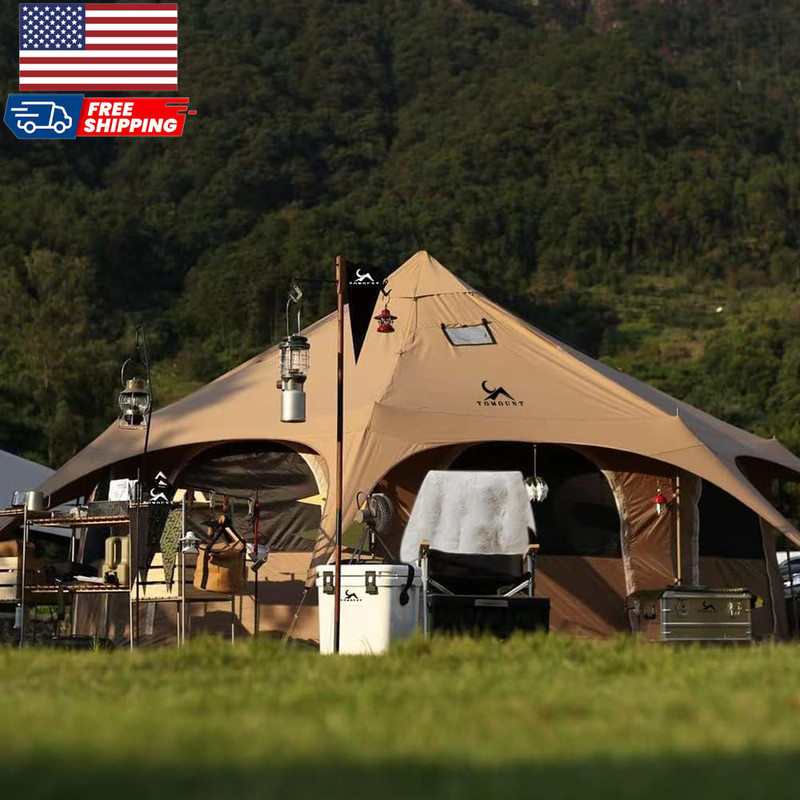 Canvas Tent Bell Tent 16.4ft High9.2ft with Stove Jack for Glamping Family Camp gallery