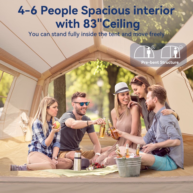 NAIZEA 6 Person Inflatable Tents for Camping Pump Stove Jack Air Glamping Tents gallery