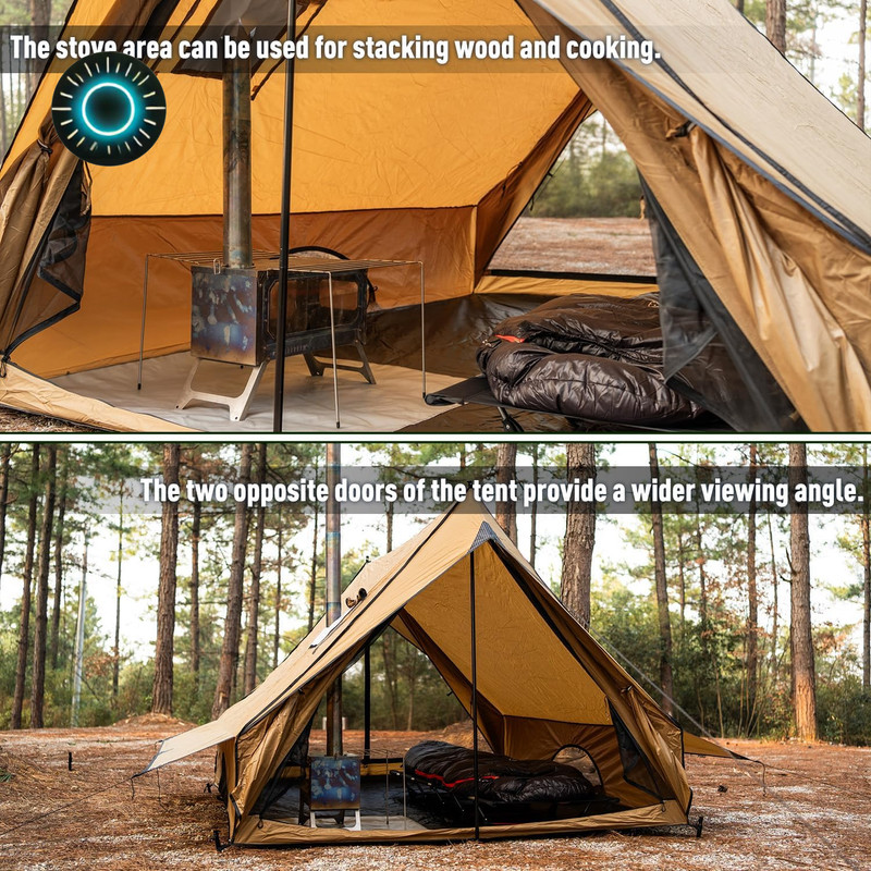 Camping Hot Tent Cabin Tent Chalet 70 Pro Portable Wall Tent with Stove Jack and gallery