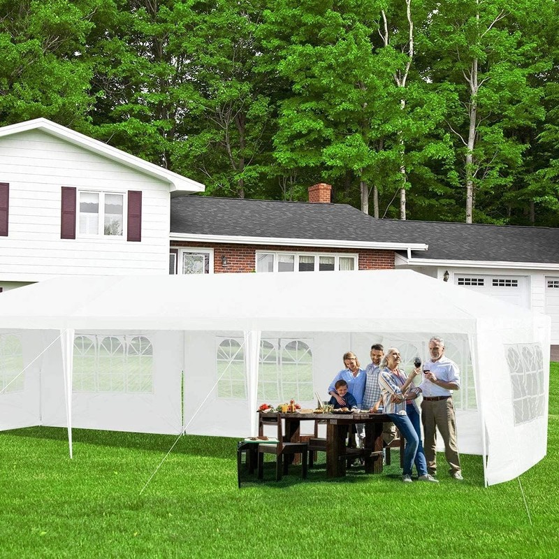 White Outdoor Tent with Connection Stakes, Ropes - 10'x30' gallery
