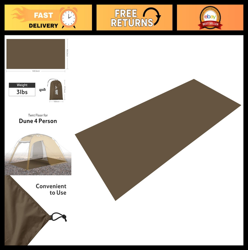 Waterproof 2-4 Person Tent Footprint, Durable Groundsheet Floor Mat, Camping Gea