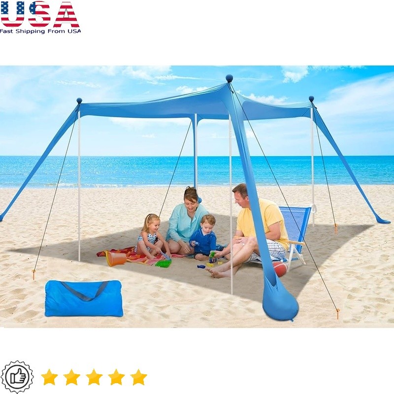 Pop Up Beach Canopy UV Protection Windproof Portable Outdoor Shade 4-6 People US