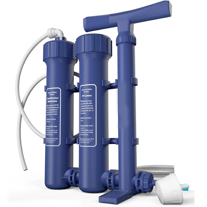 3-Stag Portable Water Filter Pump Outdoor Water Purifier Straw Filtration System
