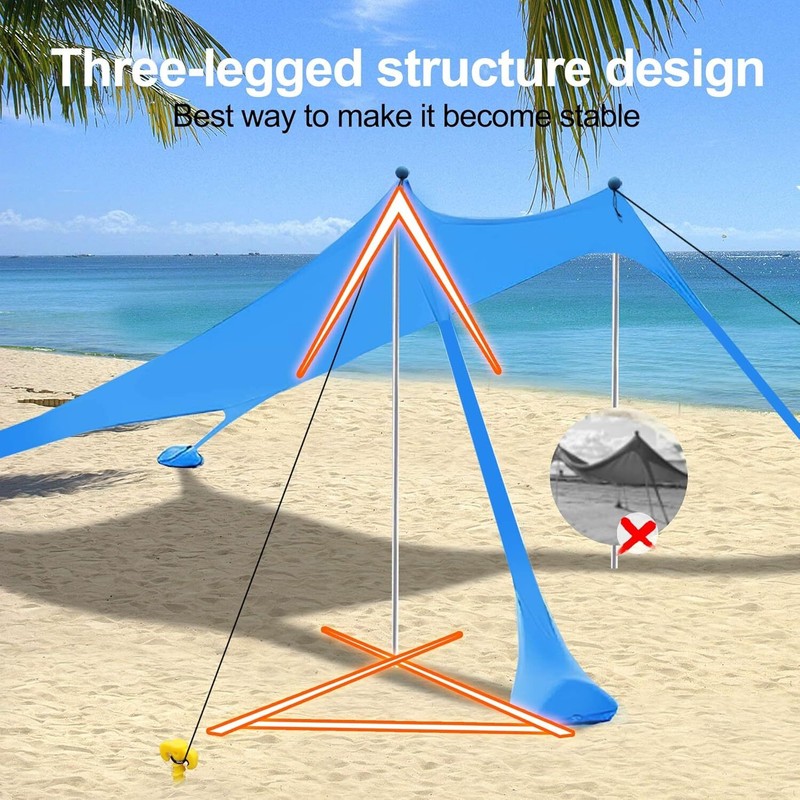 Beach Tent Sun Shelter Portable Sun Shade Canopy Awning with Sandbag 200*210CM gallery