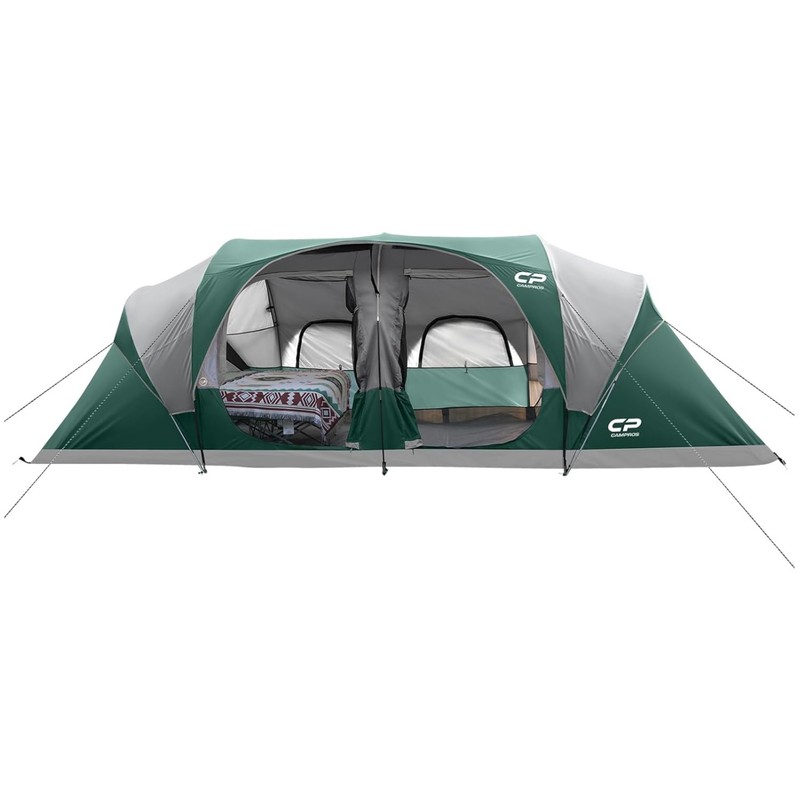 12-Person Camping Tent, Waterproof & Windproof, 3 Rooms