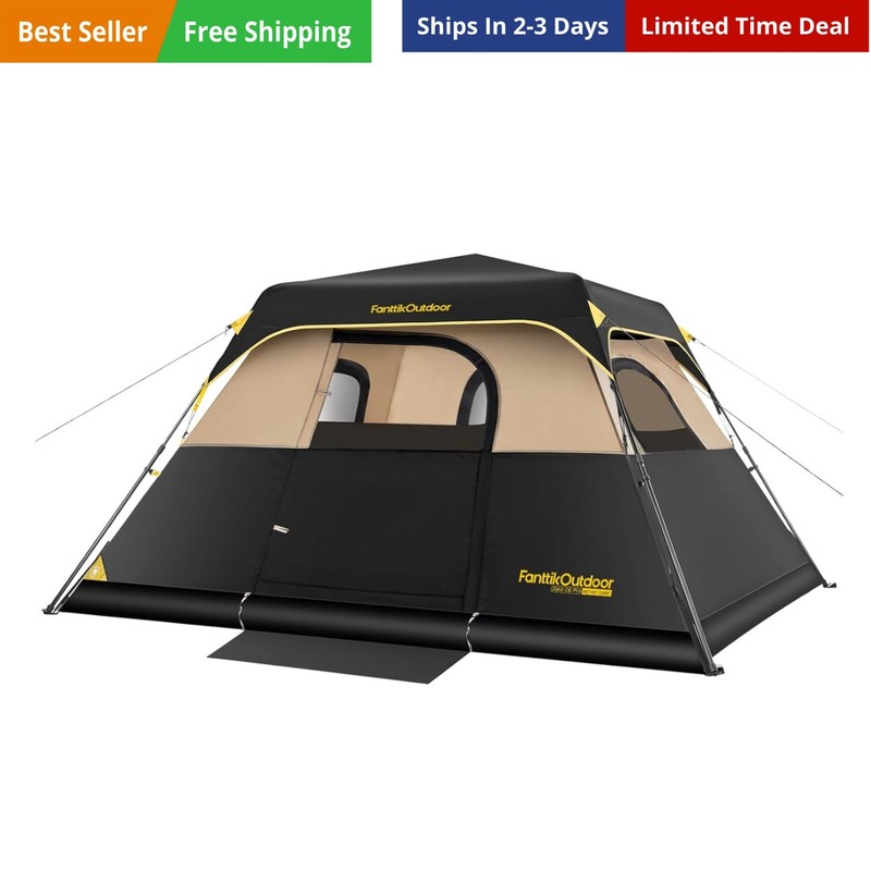 Camping Tent 4/6/8/10 Person Instant Cabin Tent Setup in 60 Seconds with Rain…