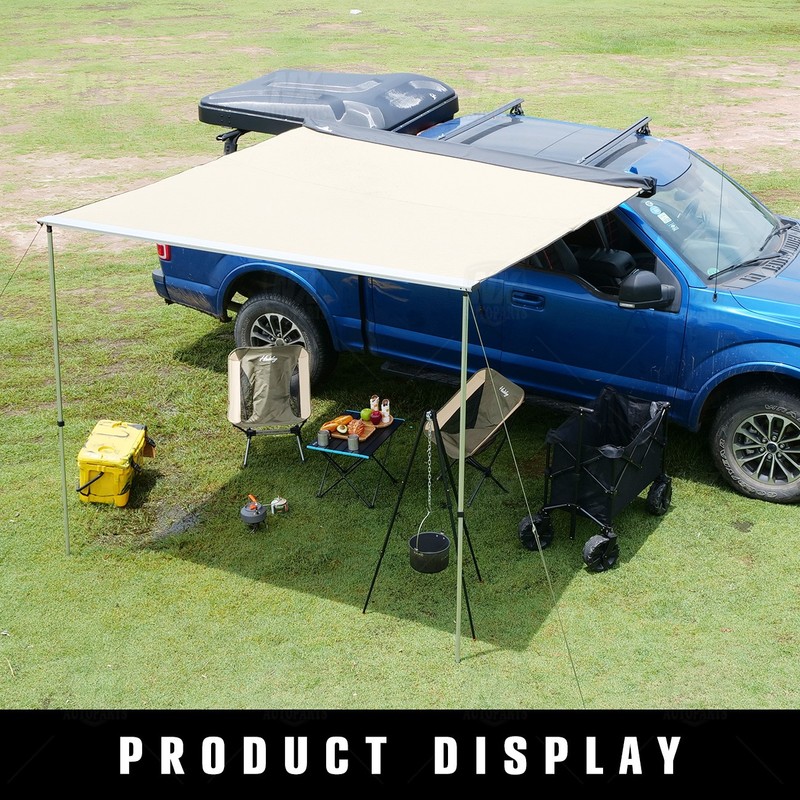 Travel Camping Khaki Car Side Awning Pull Out Tent Shelter 8.2x8.2ft Retractable gallery