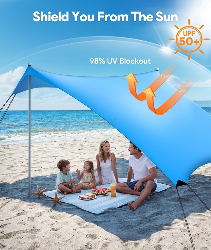 Beach Tent Sun Shelter, 10 X 10 FT Beach Canopy Tent Sun Shade, UPF50+ Tents Can gallery