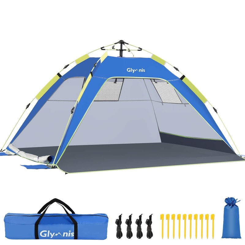 Pop Up Beach Tent Sun Shade 34 Person UPF 50+ Extended Floor Instant Set