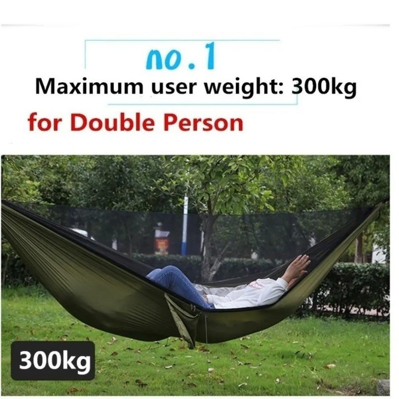 Outdoor Camping Hammock with Mosquito Net Lightweight Parachute Fabric 250x120cm gallery