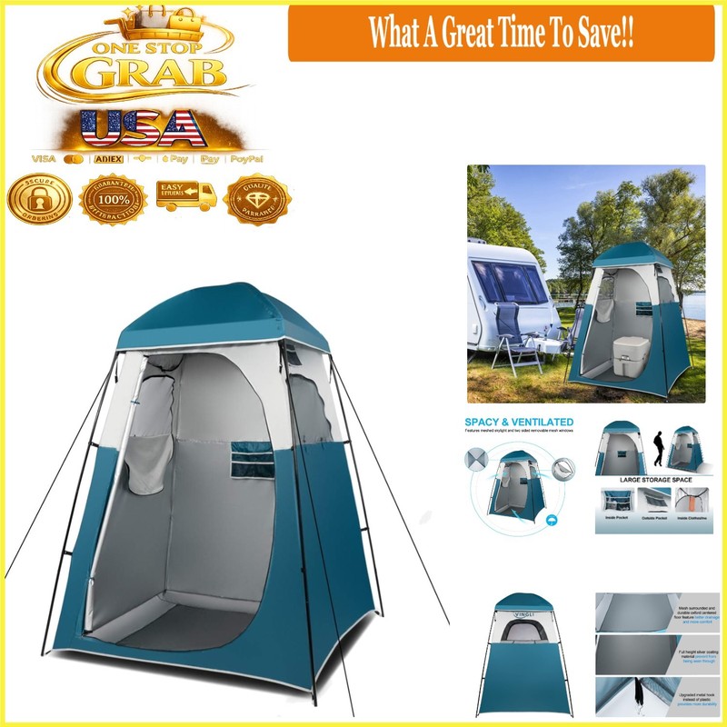 6.7FT Waterproof Shower Tent Portable Privacy Dressing Room Camping Gear