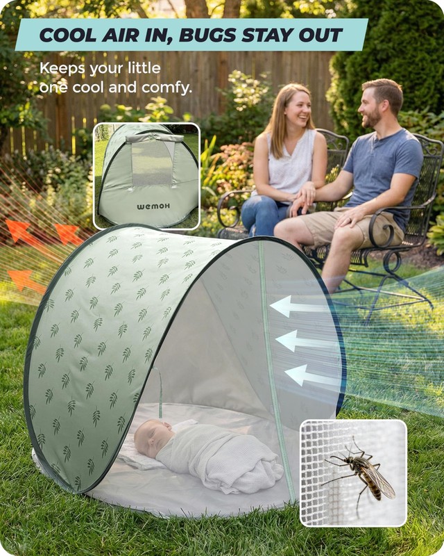 WEMOH Baby Beach Tent, 2026 Upgrade Pop Up UPF 50+ UV Protection Sun Shelter ... gallery