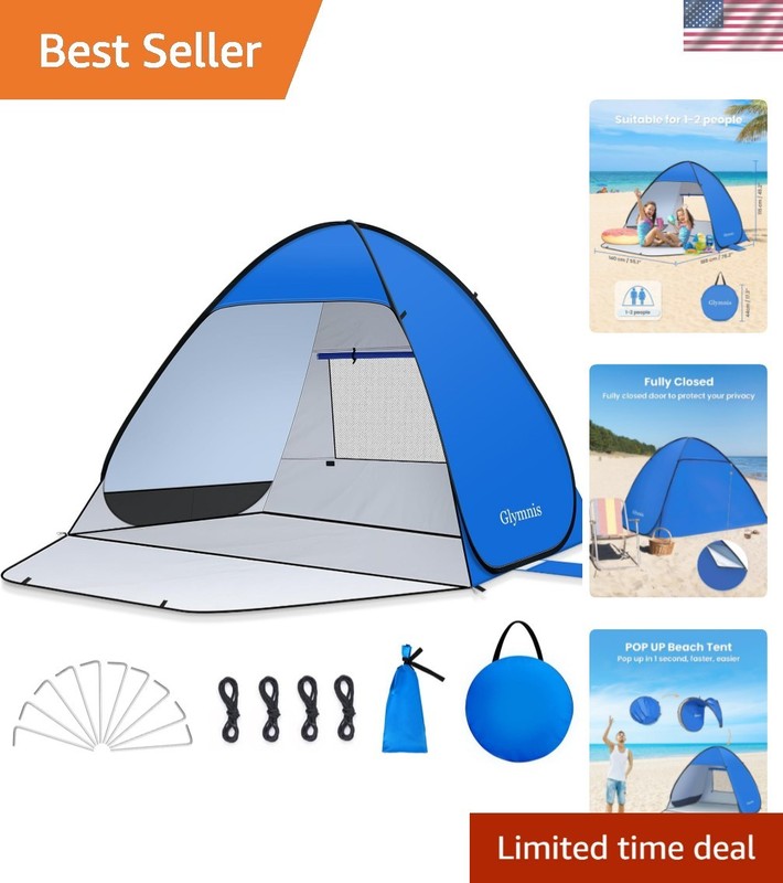 Pop Up Beach Tent Beach Shade Tent for 1-4 Persons Sun Shelter UPF 50+ Enclos…
