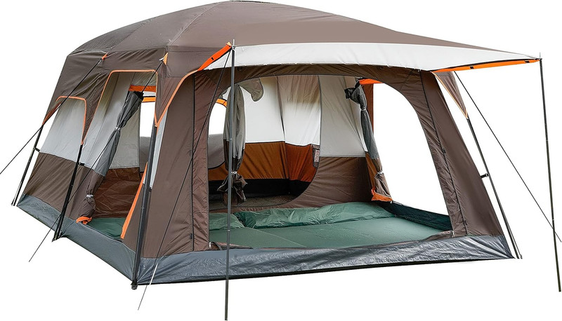 Extra Large Tent 10-12-14 Person(Style-B),Family Cabin Tents,2 Rooms,3 Doors and