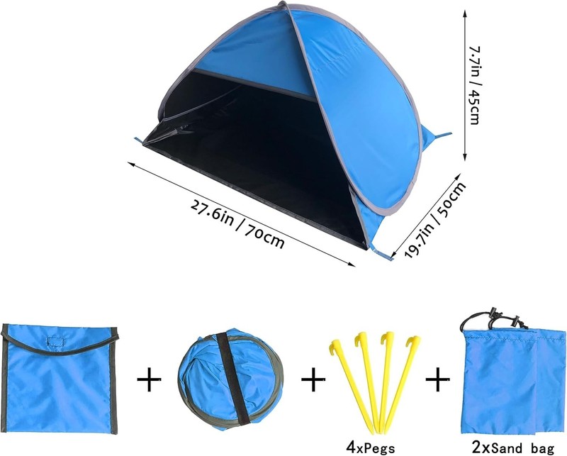 Small Pop Up Beach Tent with Meshed Window, Portable Head Tent Beach Pet Shad... gallery
