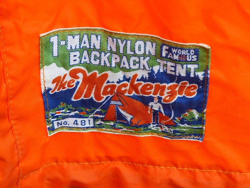 RARE Vintage THE MACKENZIE #481 1 man nylon backpack tent 75x35x32" EX. Cond.