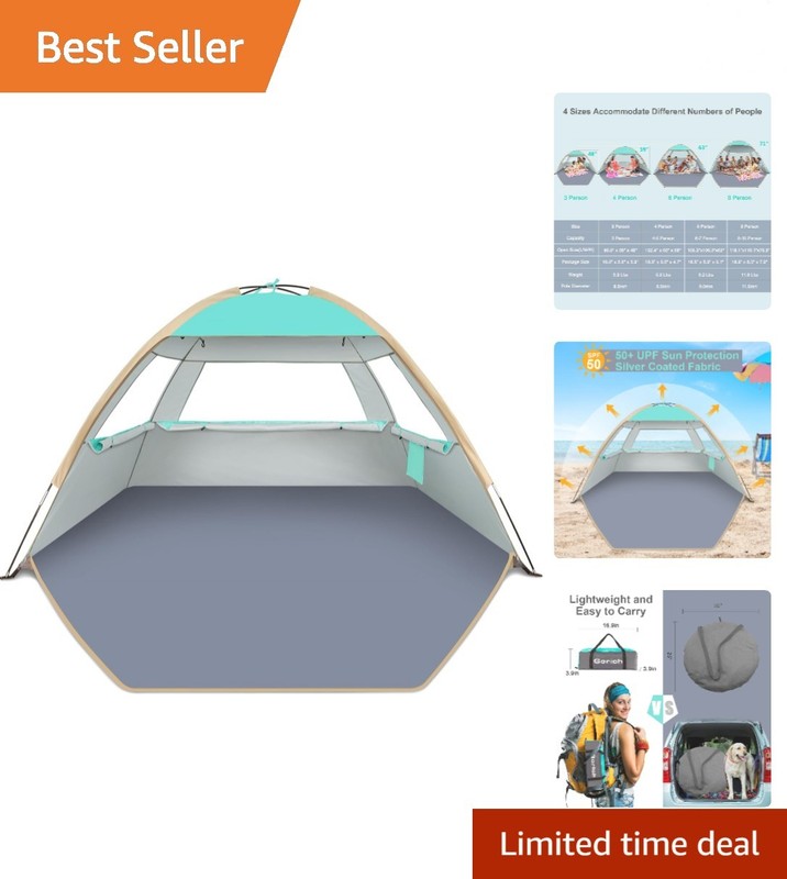 Durable Beach Shade Tent for 3-4 Persons – Water Repellent & Quick Assembly