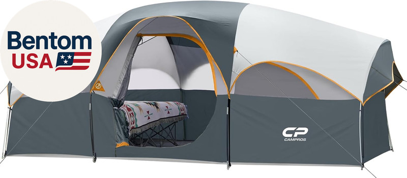 Tent 8 Person Camping Tents, Weather Resistant Family Tent, 5 Large Mesh Windows