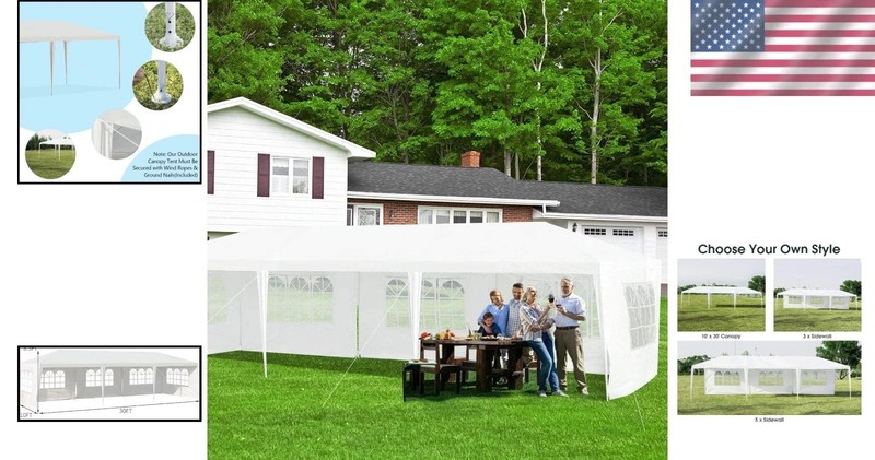 White Outdoor Tent with Connection Stakes, Ropes - 10'x30'/- gallery